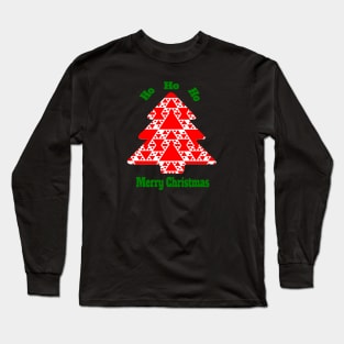 "Ho Ho Ho Merry Christmas" - in Red Christmas Tree Pattern Long Sleeve T-Shirt